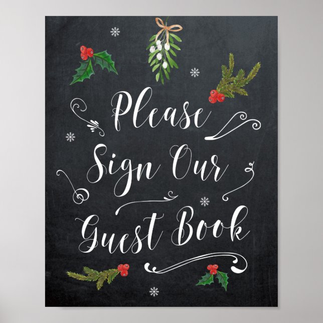christmas winter holiday wedding guestbook sign (Front)