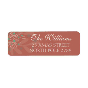 Christmas winter holidays mistletoe return address label