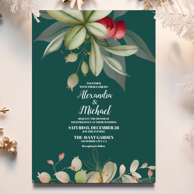 Christmas Winter Holly Berry Wedding Invitation (Creator Uploaded)