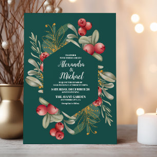 Christmas Winter Holly Berry Wedding Invitation