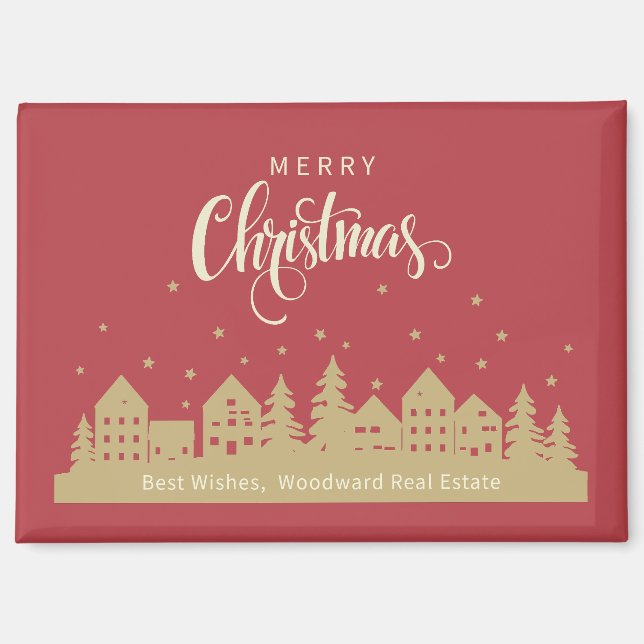 Christmas Winter Houses | Real Estate Personalised Magnet (Front)