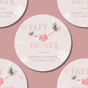 Christmas Winter It's Cold Outside Baby Shower Classic Round Sticker