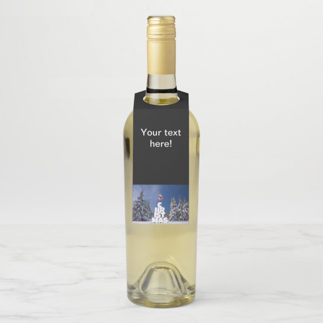 Christmas winter landscape bottle tag (On Bottle)