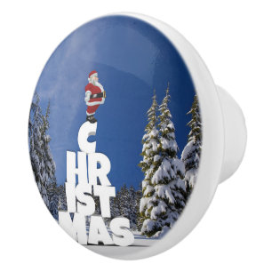 Christmas winter landscape ceramic knob