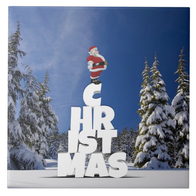 Christmas winter landscape ceramic tile (Front)