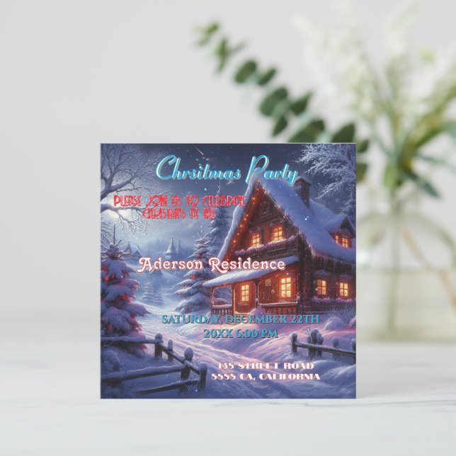 Christmas Winter Landscape  Christmas Party Invitation (Standing Front)