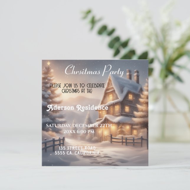 Christmas Winter Landscape  Christmas Party Invitation (Standing Front)