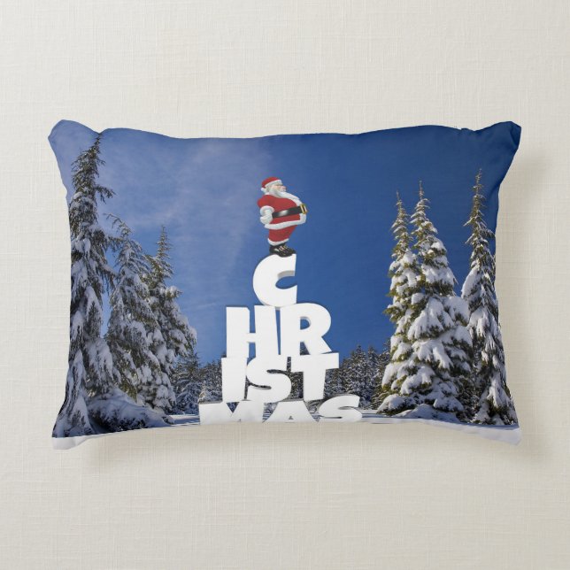 Christmas winter landscape decorative cushion (Front)