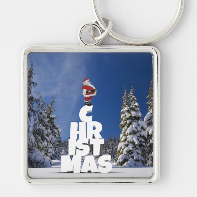 Christmas winter landscape key ring (Front)