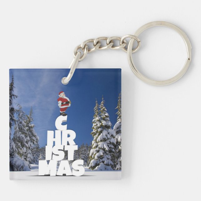 Christmas winter landscape key ring (Back)