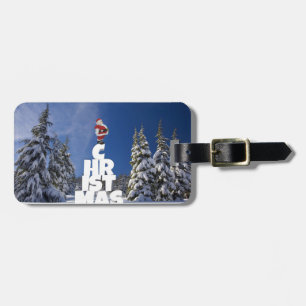 Christmas winter landscape luggage tag