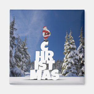 Christmas winter landscape magnet