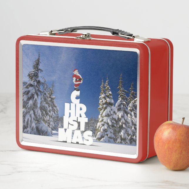 Christmas winter landscape metal lunch box (In Situ)