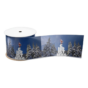 Christmas winter landscape satin ribbon