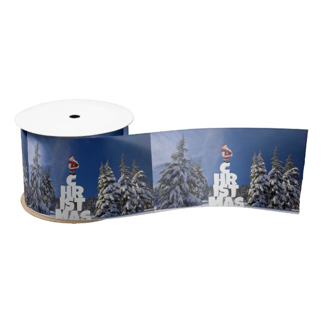 Christmas winter landscape satin ribbon (Spool)