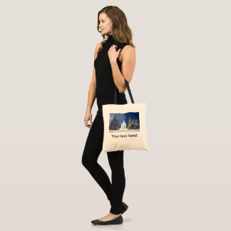 Christmas winter landscape tote bag