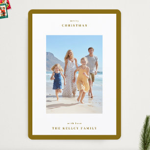 Christmas Winter Leaf Minimal Simple Frame Photo Holiday Card