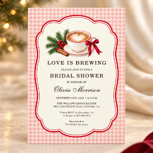 Christmas Winter Love is Brewing Bridal Shower Invitation