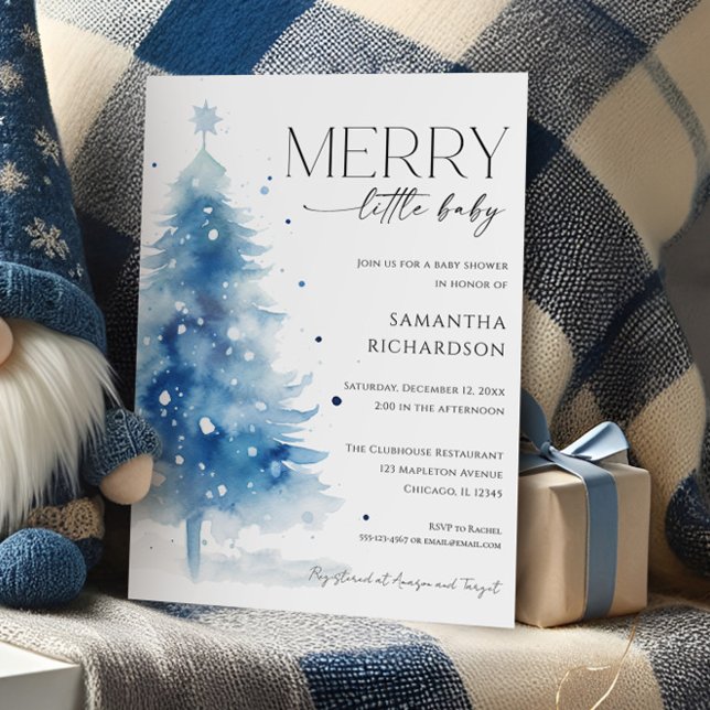 Christmas Winter Merry Little Baby Boy Shower Invitation (Creator Uploaded)