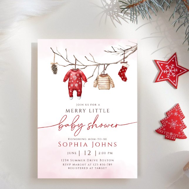  Christmas Winter Merry Little Baby Shower  Invitation (Creator Uploaded)
