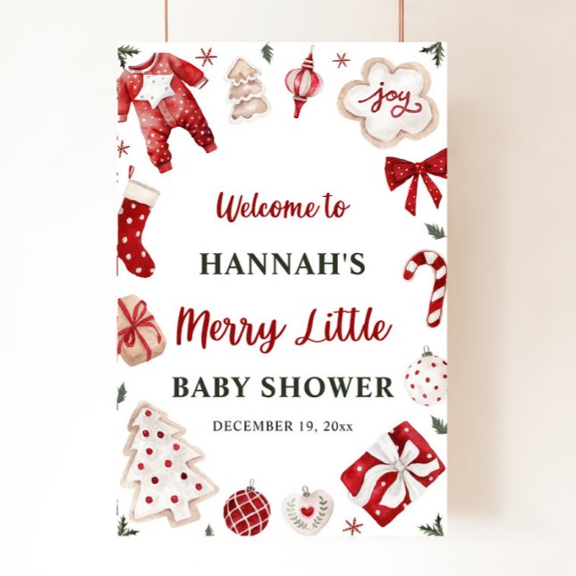 Christmas Winter Merry Little Baby Shower Welcome Poster (Creator Uploaded)