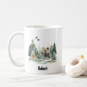 Christmas Winter Mountain Forest Adventure Bear Coffee Mug