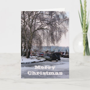 CHRISTMAS WINTER NARROWBOATS HOLIDAY CARD