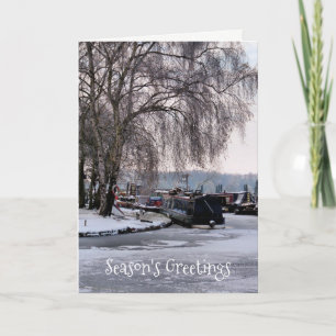 CHRISTMAS WINTER NARROWBOATS HOLIDAY CARD