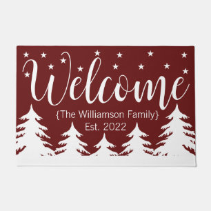 Christmas Winter Night Forest & Stars Welcome Doormat