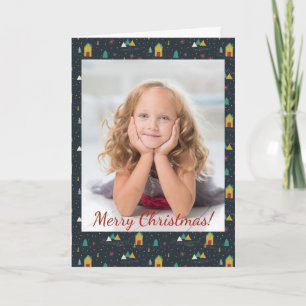 Christmas Winter Night Snow Fall Houses Photo Note Card