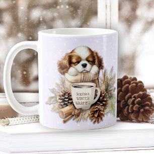 Christmas Winter Purple Cavalier King Charles Dog Coffee Mug
