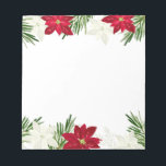 Christmas Winter Red Bold Poinsettia  Notepad<br><div class="desc">Christmas Winter Red Poinsettia Border White</div>