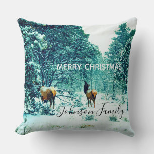 Christmas Winter Reindeer Forest Cushion