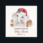 Christmas Winter Santa Baby Elephant Shower  Napkin<br><div class="desc">This design may be personalised in the area provided by changing the photo and/or text. Or it can be customised by clicking Personalise this Template and then choosing the click to customise further option and delete or change the colour of the background, add text, change the text colour or style,...</div>