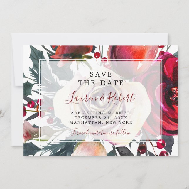 Christmas winter Save the Date card invitation (Front)