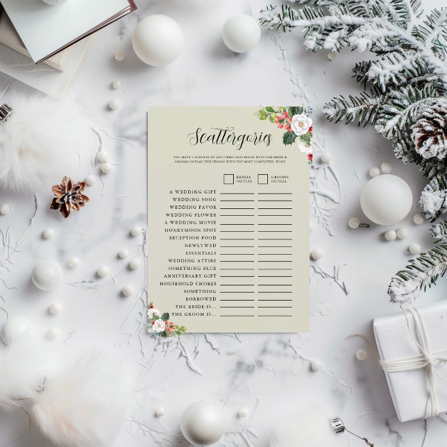 Christmas Winter Scattergories Bridal Shower Game  Invitation (Creator Uploaded)