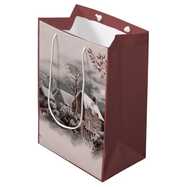 christmas winter scene medium gift bag (Front Angled)