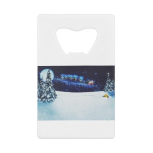 Christmas Winter Sleigh Santa Claus Reindeer Night