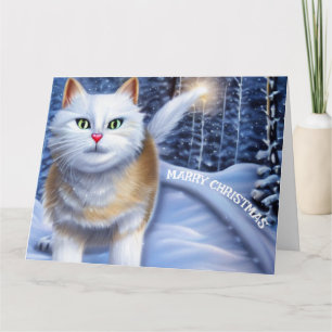 Christmas Winter Snow Cat  Card