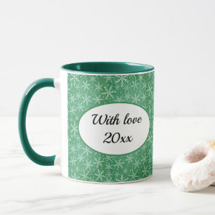 Christmas Winter Snow Falling Green Photo Mug