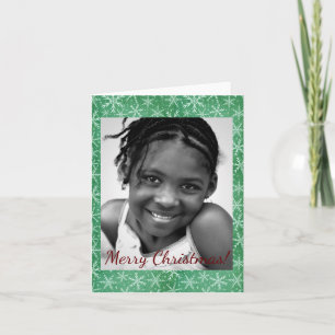 Christmas Winter Snow Falling Green Photo Note Card
