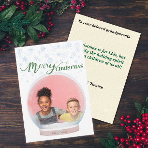 Christmas Winter Snow Globe Custom Photo Card