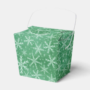 Christmas Winter Snow Snowflakes Falling Green Favour Box