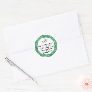 Christmas Winter Snow Snowflakes Return Address Classic Round Sticker