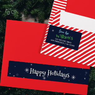 Christmas Winter Snowflake Candy Cane Magic Wrap Around Label