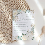 Christmas Winter Snowflake Floral Bridal Shower Invitation<br><div class="desc">Christmas Winter Snowflake Floral Bridal Shower Invitation in Ivory Gold and Sage</div>