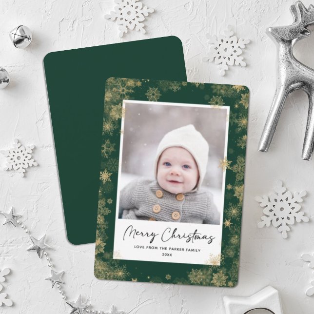Christmas Winter Snowflakes | Gold Elegant Photo Holiday Card (Creator Uploaded)