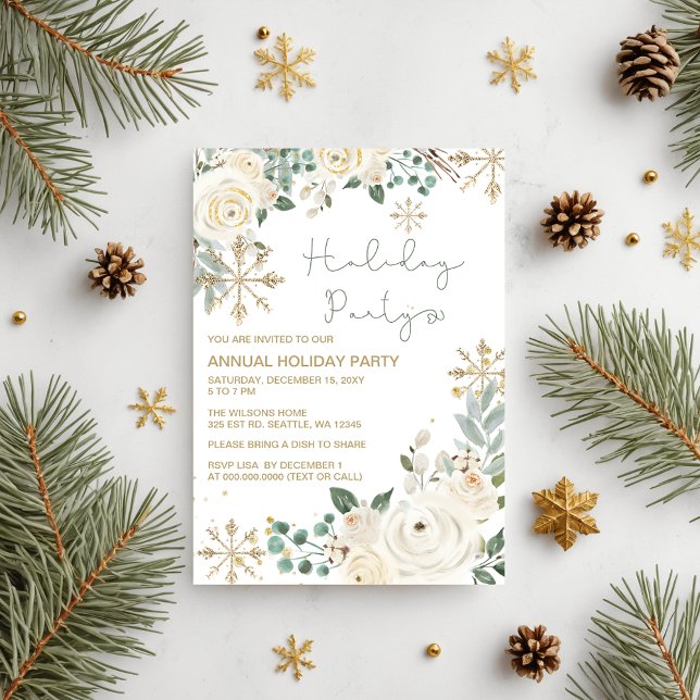 Christmas Winter Snowflakes Holiday Party Invitation (Christmas Winter Snowflakes Holiday Party Invitation)