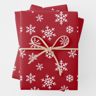 Christmas Winter Snowflakes Pattern Dark Red Wrapping Paper Sheet