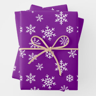 Christmas Winter Snowflakes Pattern Purple Wrapping Paper Sheet